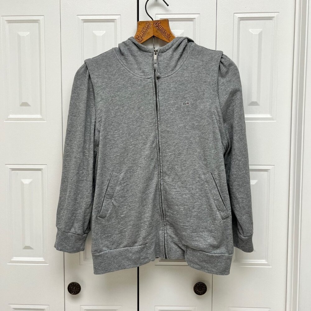 Lacoste 3/4 Sleeve Hooded Grey Sweater